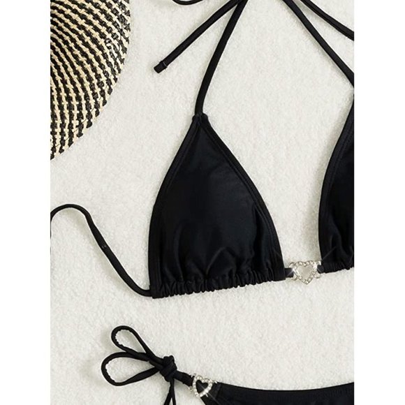 NEW Sparkling Bling Crystal Rhinestone Heart Bikini Swimsuit Beachwear +… - Picture 4 of 9